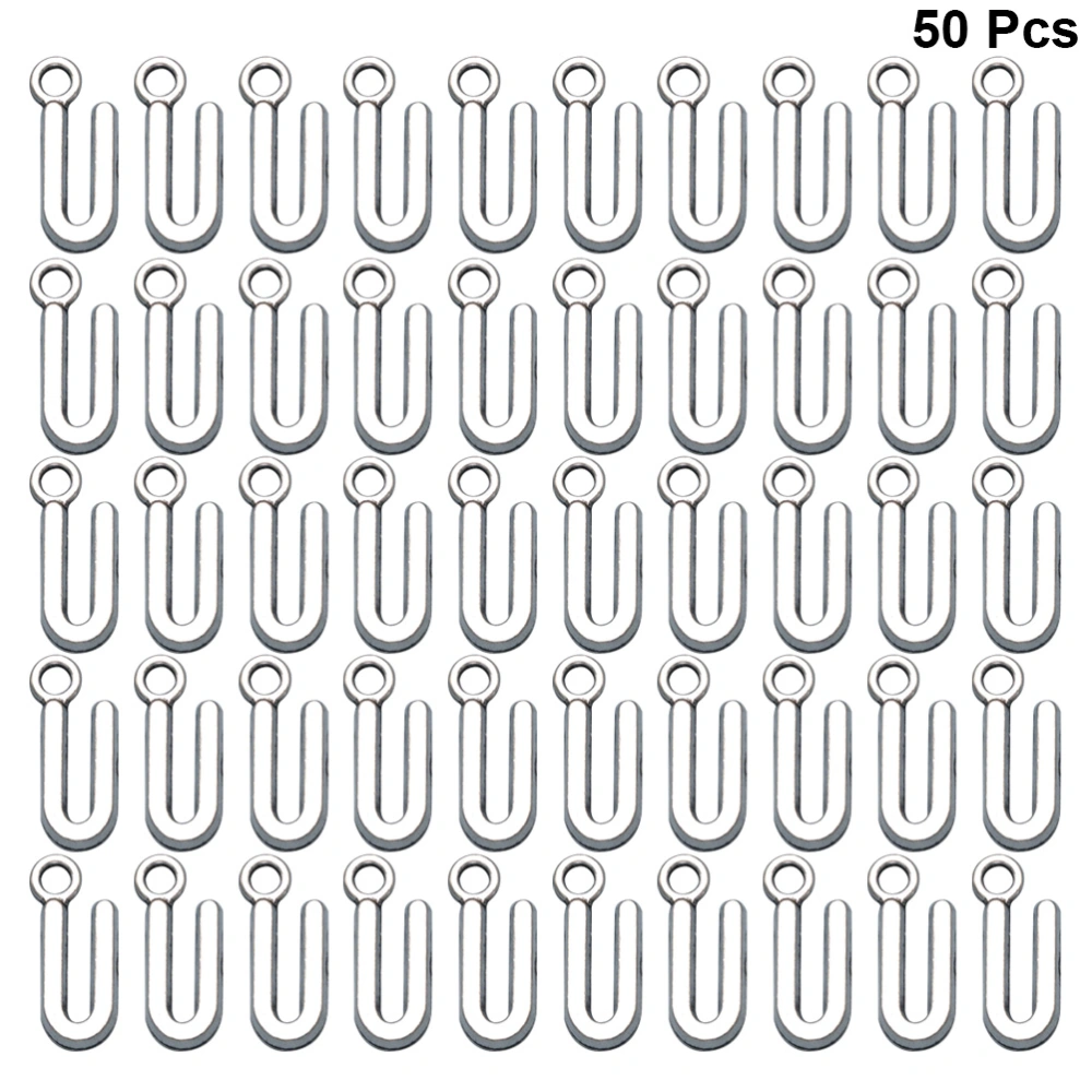 50pcs English Alphabet U Pendant Alloy Charms DIY Jewelry Making Accessories for Necklace Bracelet (Antique Silver)