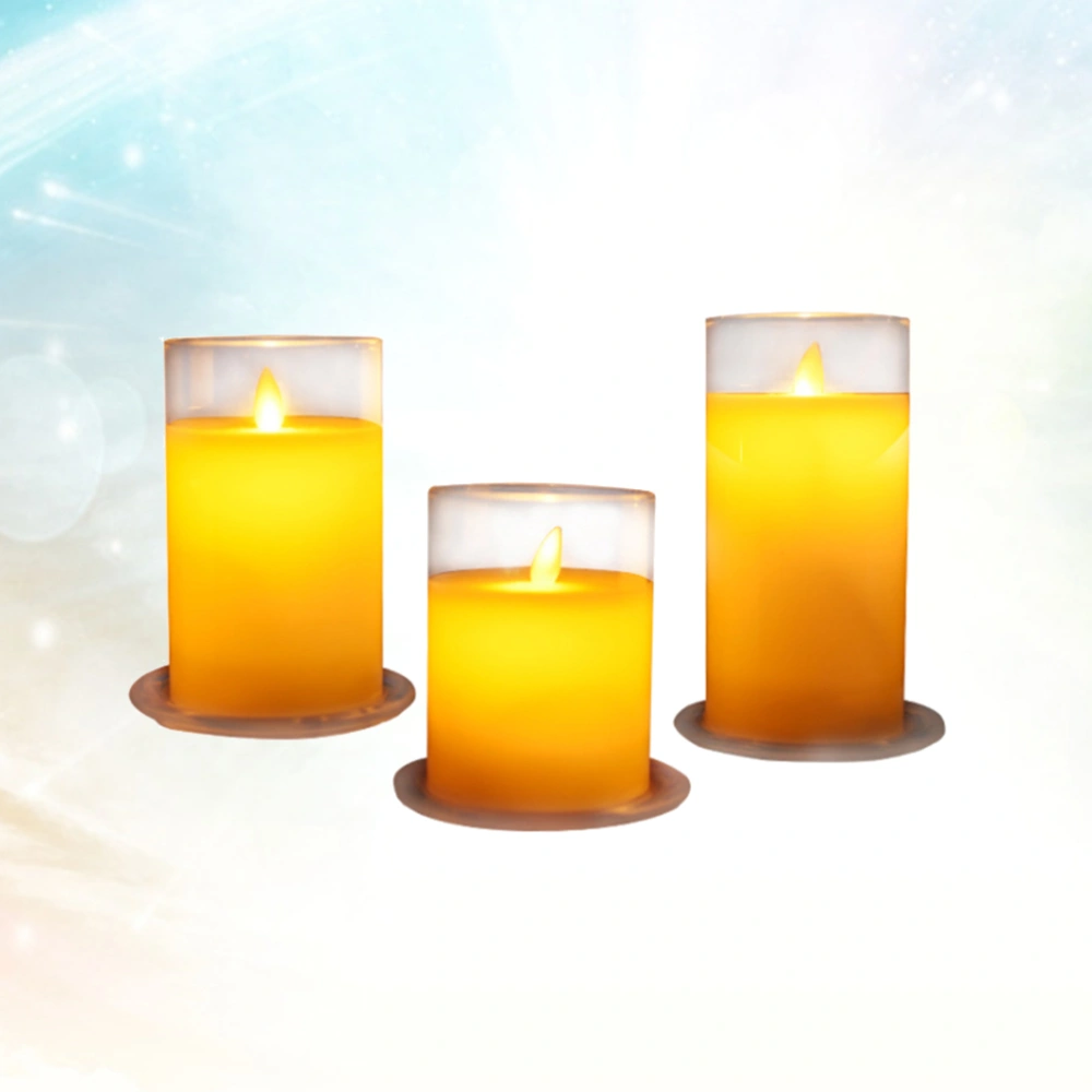 3pcs LED Electric Candle Lamp Glass Candle Light Party Light for Birthday Festival Decor