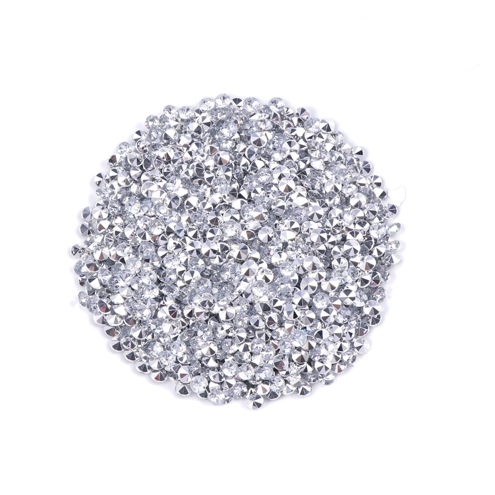 1000pcs 4.5mm Transparent Acrylic Crystal Tip Drill Wedding Bouquet Beads Crafts Jewelry Garment Accessory (White Silver Plating)