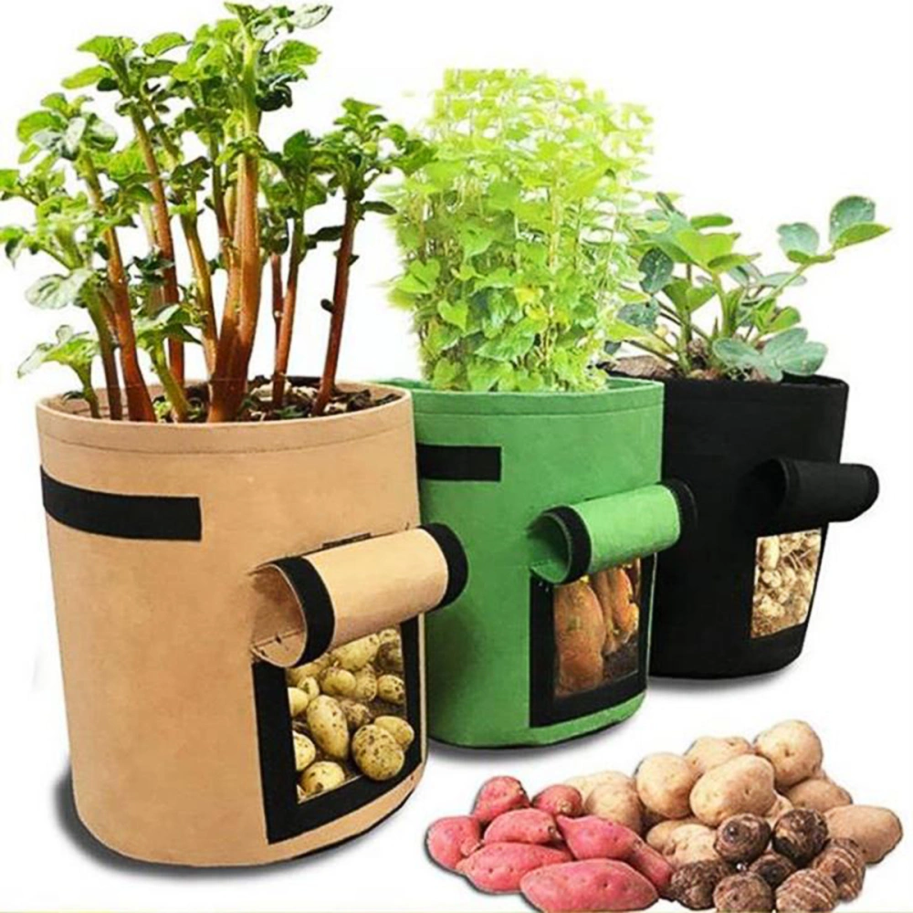 Thicken Potato Grow Bag Breathable Water Absorption Planting Bag Window Bucket Pot for Potatoes Carrots Tomatoes Onions Potatoes Planting - Medium Size