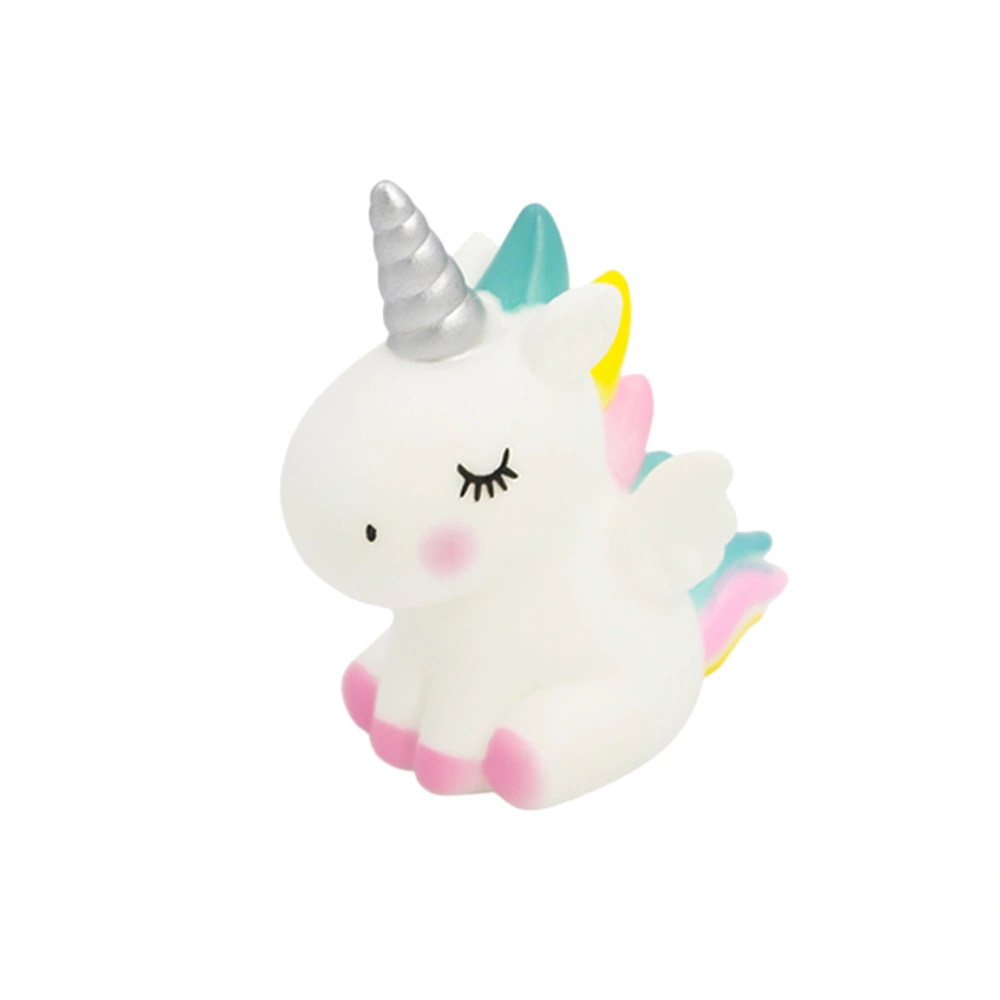 2Pcs Cartoon Unicorn Ornaments Rainbow Horse Shape Cake Baking Decoration Desktop Crafts (Blue and Pink)