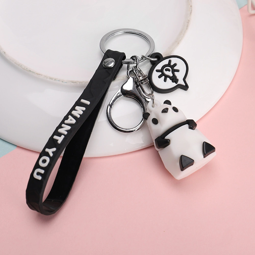 3pcs Creative Panda Wristlet Keychain Pendant Unique Hanging Key Ring Decor