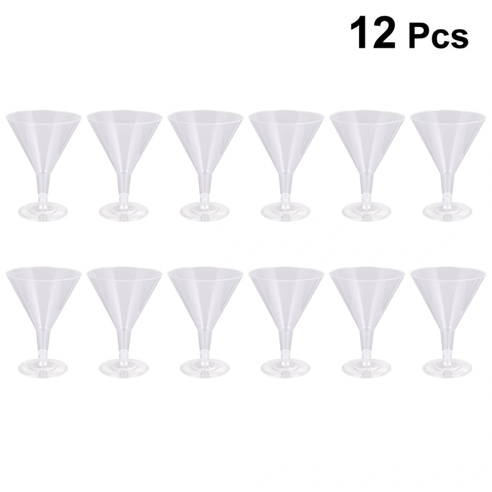 12pcs 200ML Transparent Disposable Party Champagne Cups Plastic Red Wine Glass Cups Juice Cocktail Cups Decoration Party Favors for Carnivals Festivals Wedding Birthdays