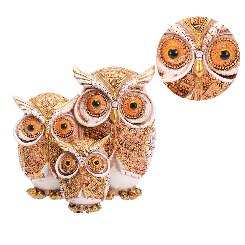 1Pc Garden Ornament Simulation Mother And Child Owl Shape Resin Sculpture Table Ornament for Home Office (Brown)