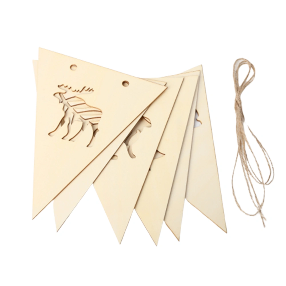 Creative Wooden Garland Flag Banner Party Window Decoration Bunting Flag Hanging Decoration Children's Room Decoration Pennant for Home Store Decorations (Bird, Pig, Cow)