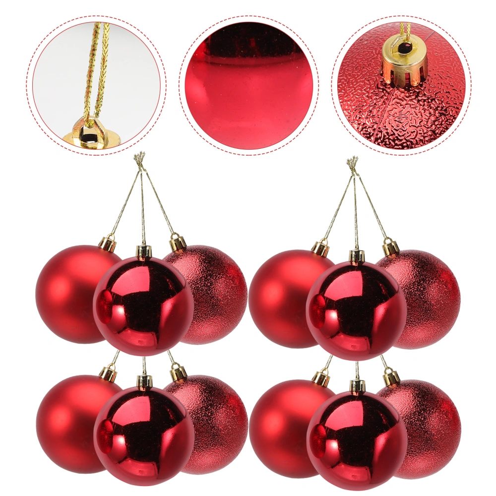 12pcs Xmas Tree Ball Decor Plastic Christmas Ball Pendants Shatterproof Pendants