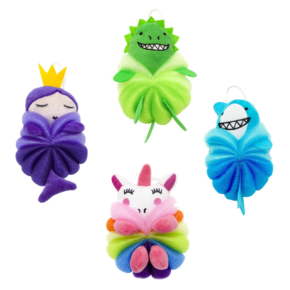 4pcs Cartoon Children Bath Scrubber Balls Lovely Kids Bath Skin Scrubbers