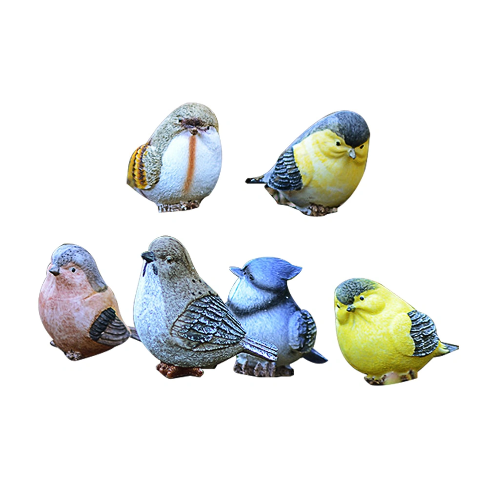 6pcs Vivid Resin Magpie Decor Garden Magpie Decorations (Mixed Style)