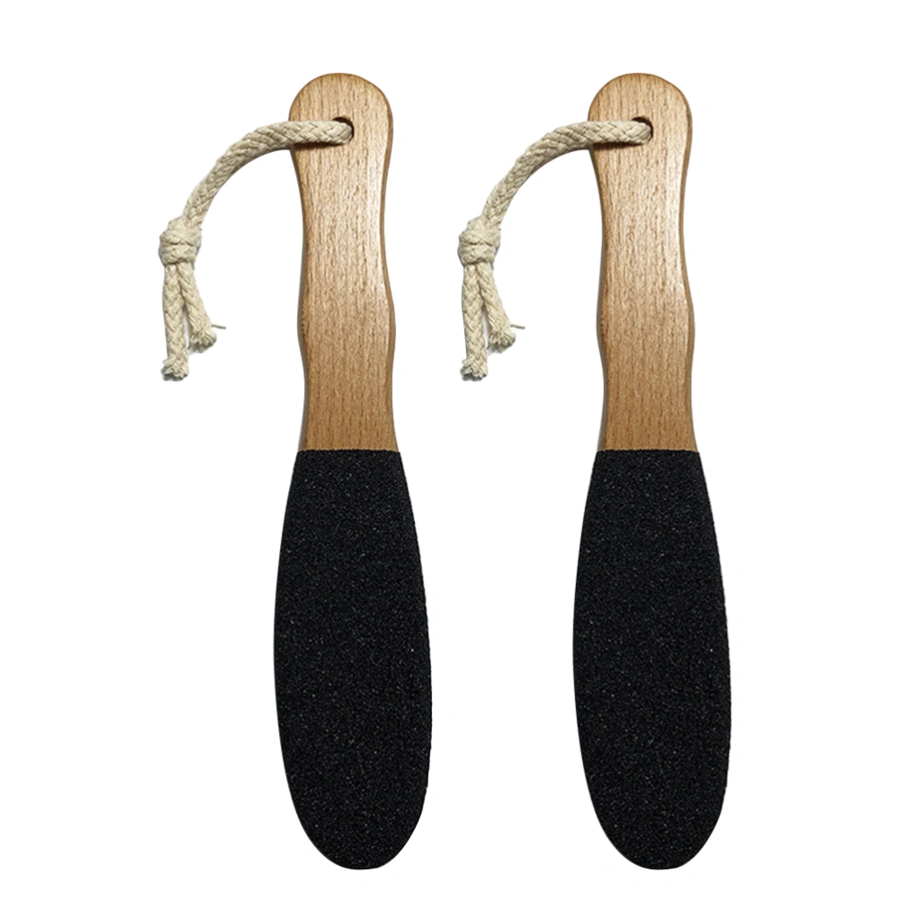 2PCS Wooden Handle Foot Files Exfoliating Scrub Callus Removal Rub Pedicure Supplies for Women Men