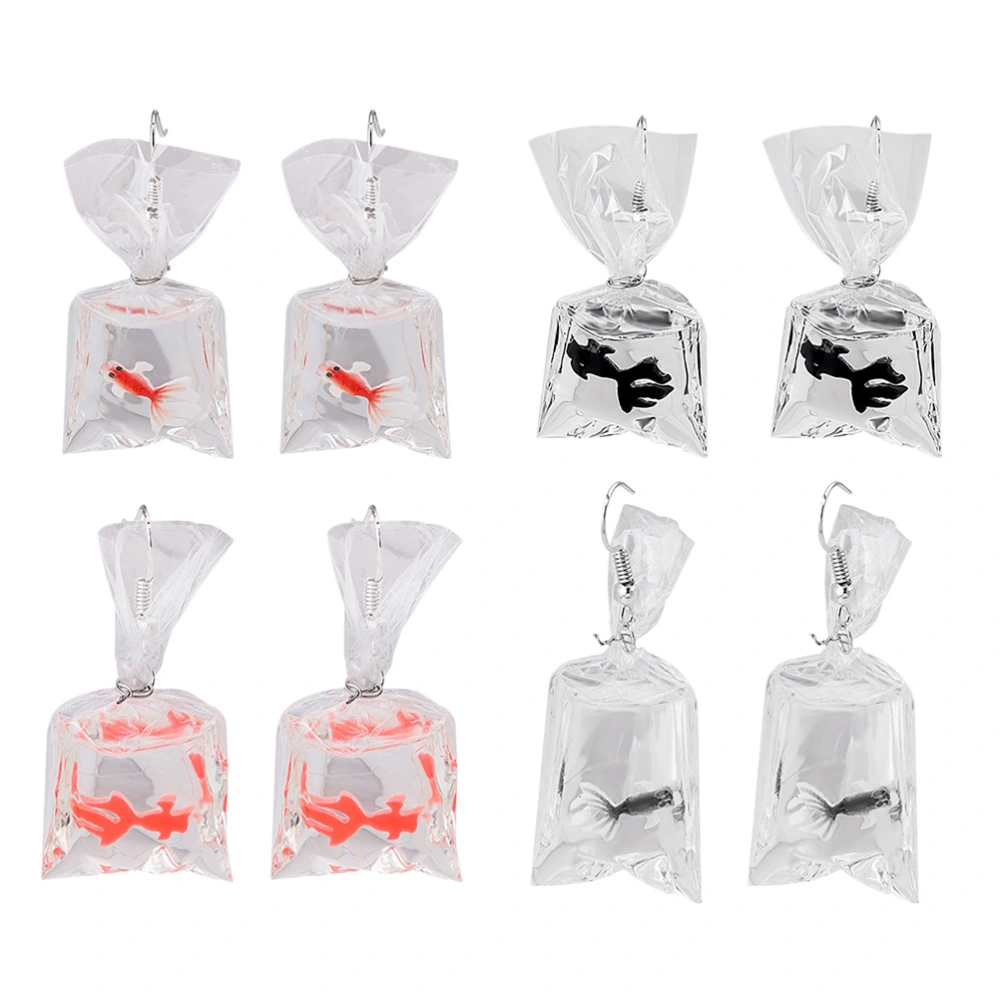 4 Pairs of Goldfish Pendant Eardrops Funny Women Ear Hooks Creative Ear Danglers