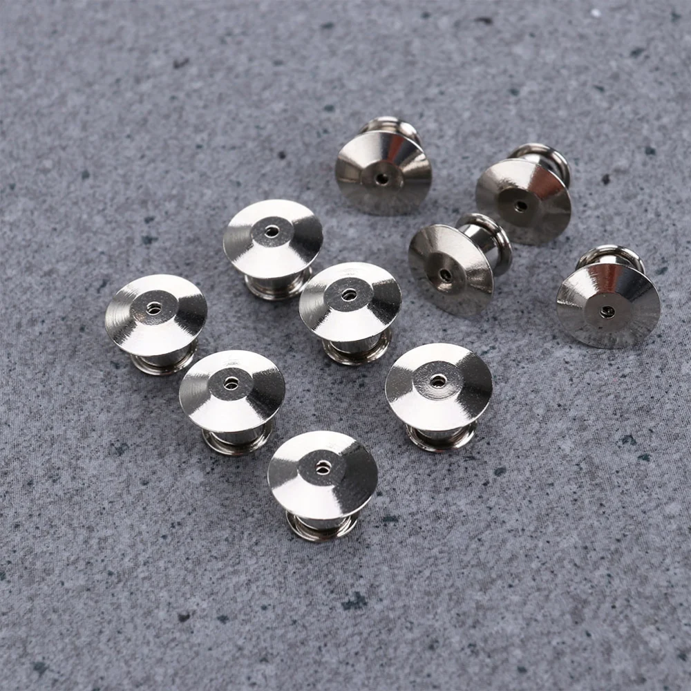 25PCS Metal Flat Locking Pin Backs Brooch Badge Accessories(Silver)