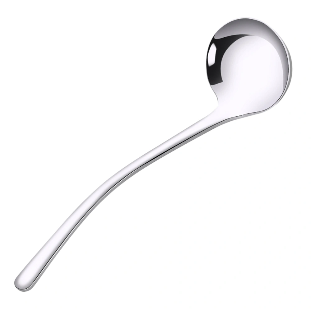 Long Handle Soup Spoon Stainless Steel Food Serving Scoop Mixing Spoon for Home Restaurant (Silver)