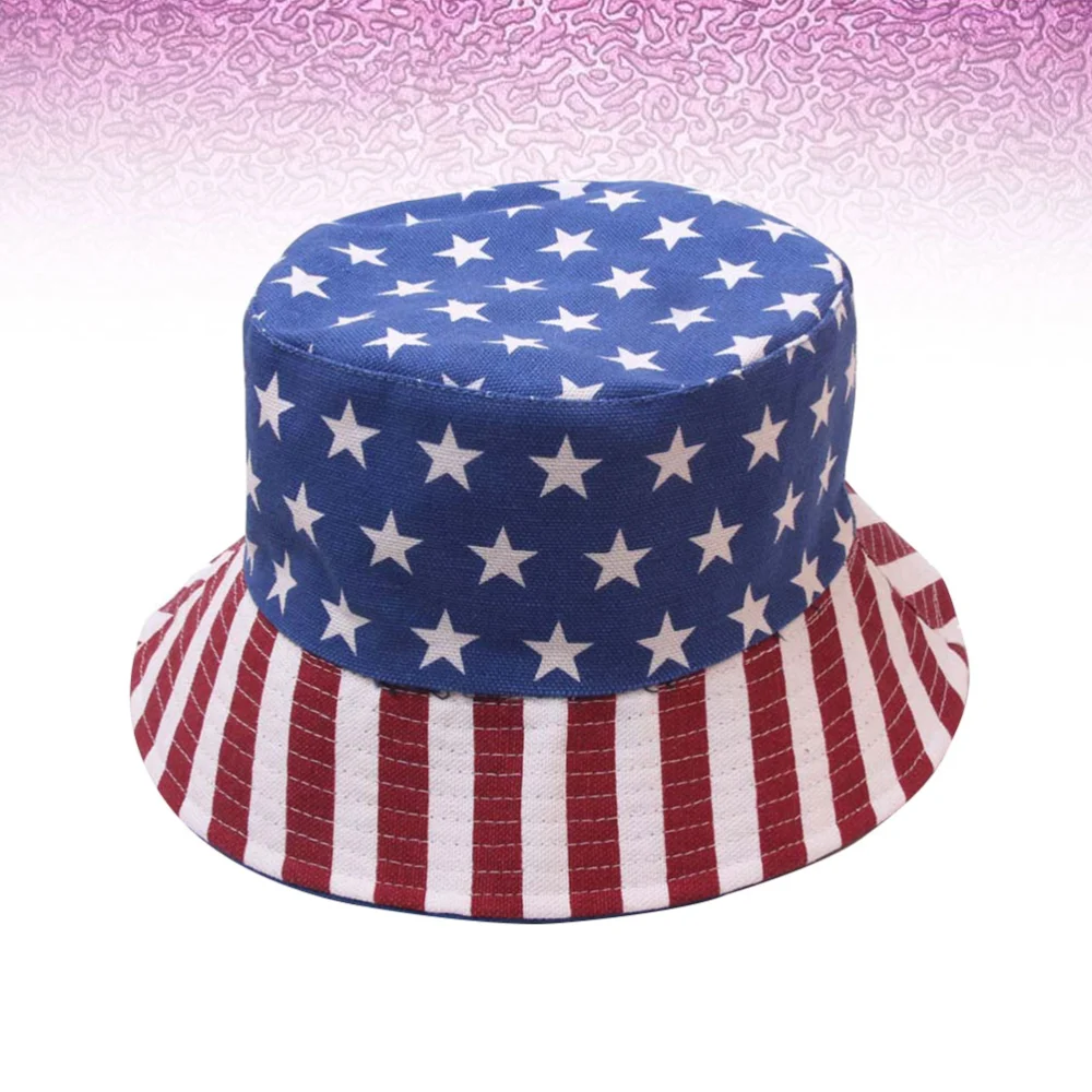 American Flag Hat Fashion Sun Protection Hat Leisure Travel Bucket Outdoor Double-side Hat