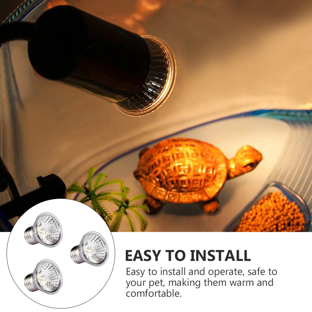 3PCS Tortoise Basking Lamp Full-spectrum Sun Lamp Reptiles Heating Light Bulb