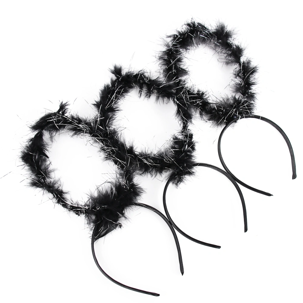 3pcs Halloween Dress Up Hairband Plush Circle Headdress Cosplay Headband