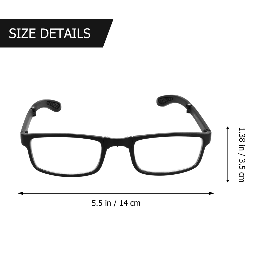 Portable Folding Reading Glasses Unisex Fashion Myopia Glasses with Case (Black)