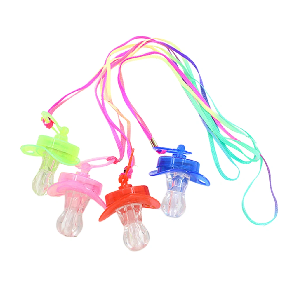 4 Pcs Flashing Whistle Baby Pacifier LED Glowing Whistle Party Atmosphere Cheering Props for Concert Events (Random Color)