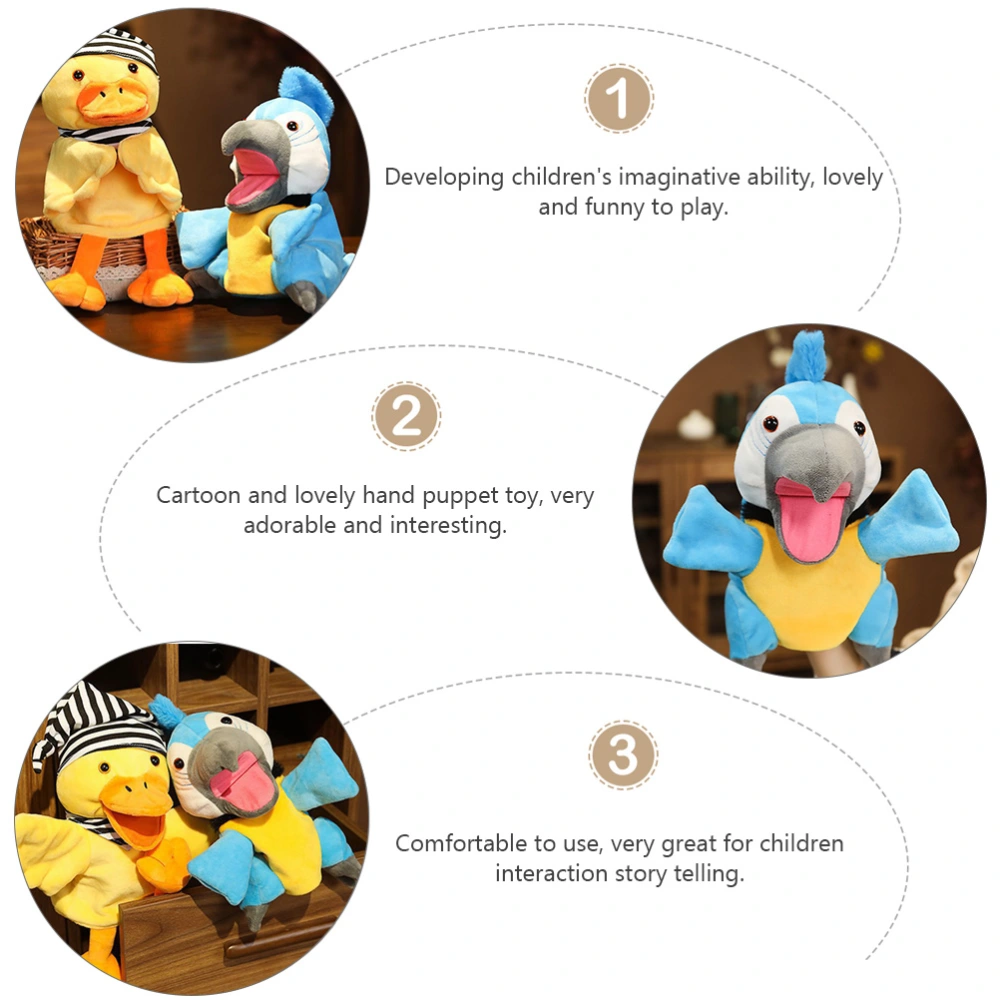 1pc Hand Puppet Plush Toy Soft Hand Puppet Kindergarten Kid's Parrot Toy (Blue)