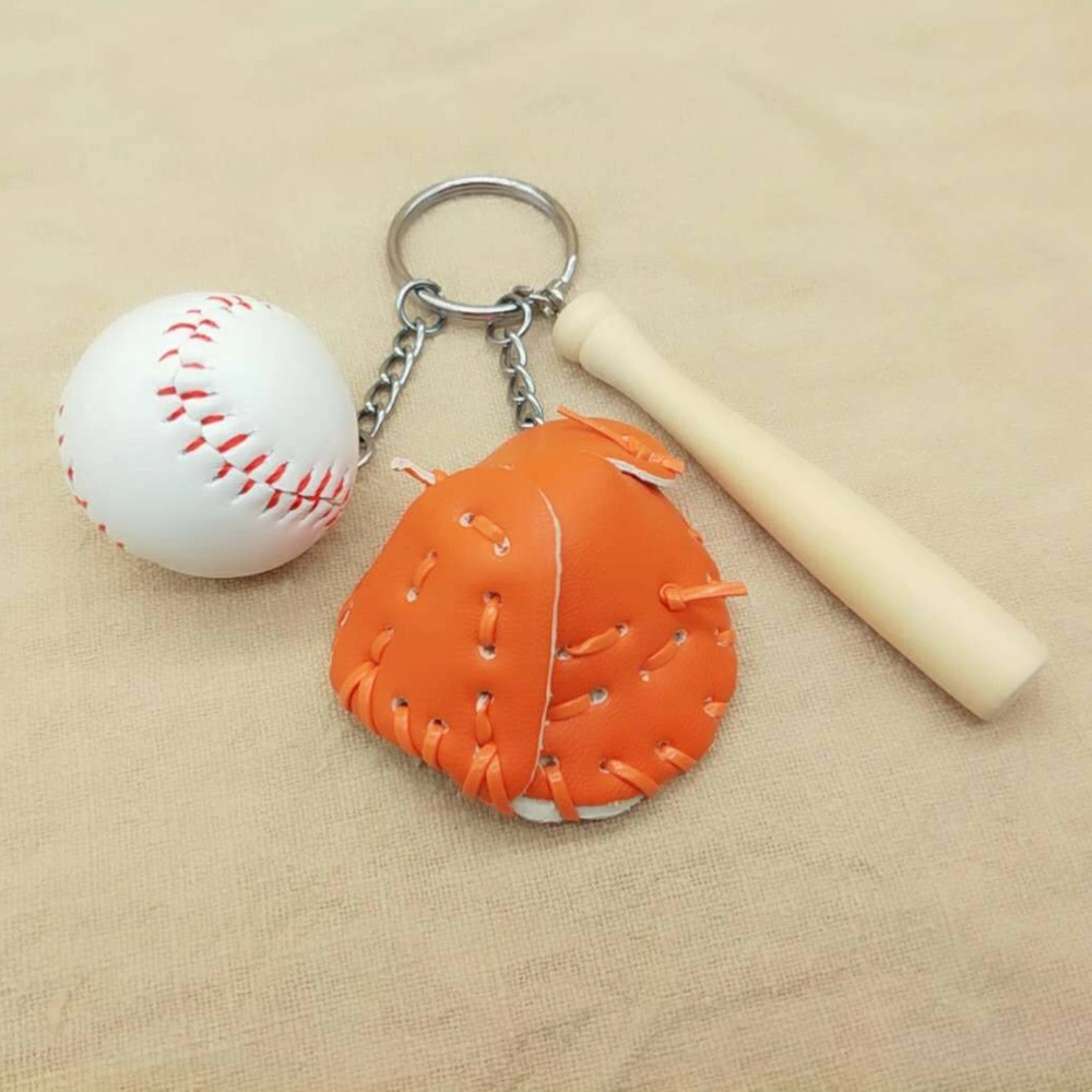 Sports Softball Baseball Keychain Charm Pendant Decorative Key Chain Ring Bag Pendant (Orange)