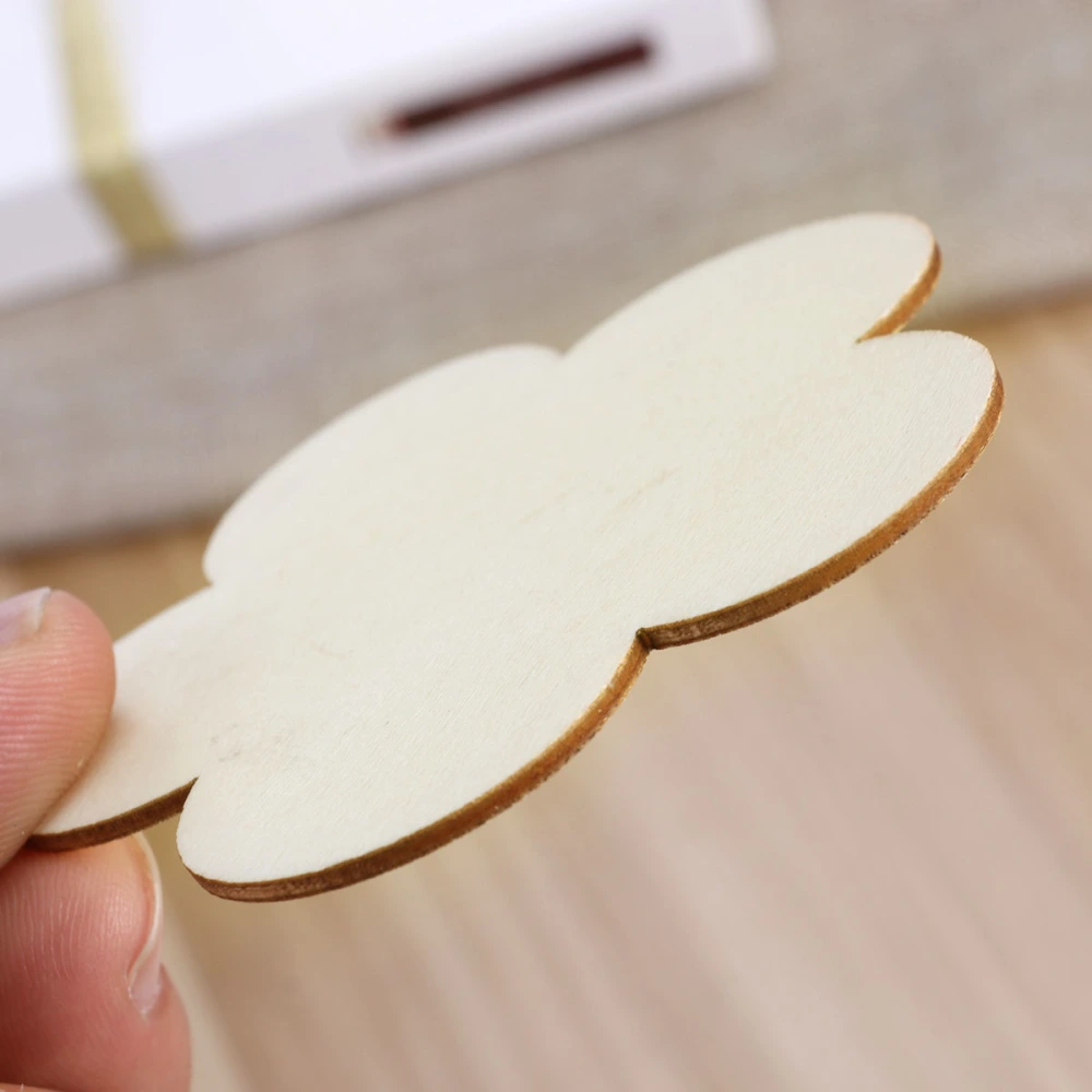 10 Pcs Unfinished Plum Flower Shape Wood Cutout Chips for Board Game Pieces Arts Crafts Projects Ornaments 8cm