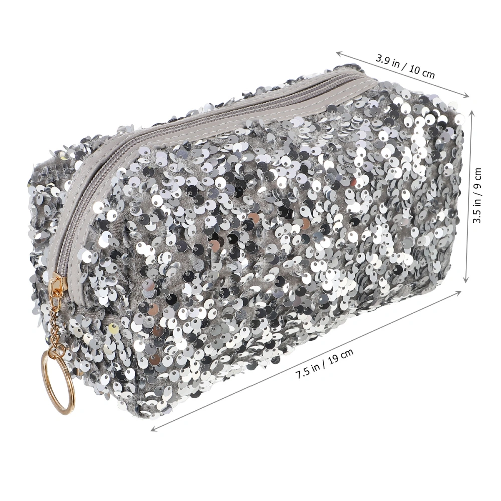 1Pc Sequin Square Storage Bag Ladies Portable Cosmetic Bag Travel Toiletry Bag