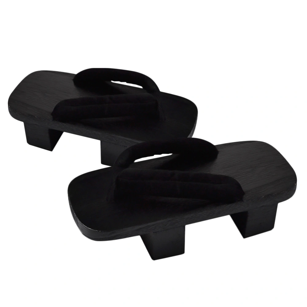 1 Pair Clogs Flops Summer Platform Sandals Flip-flops Two-teeth Casual Slippers Size 38 23CM 6US 3.5UK 36.5EU 9.039Inch (Black Strip Black Wood)