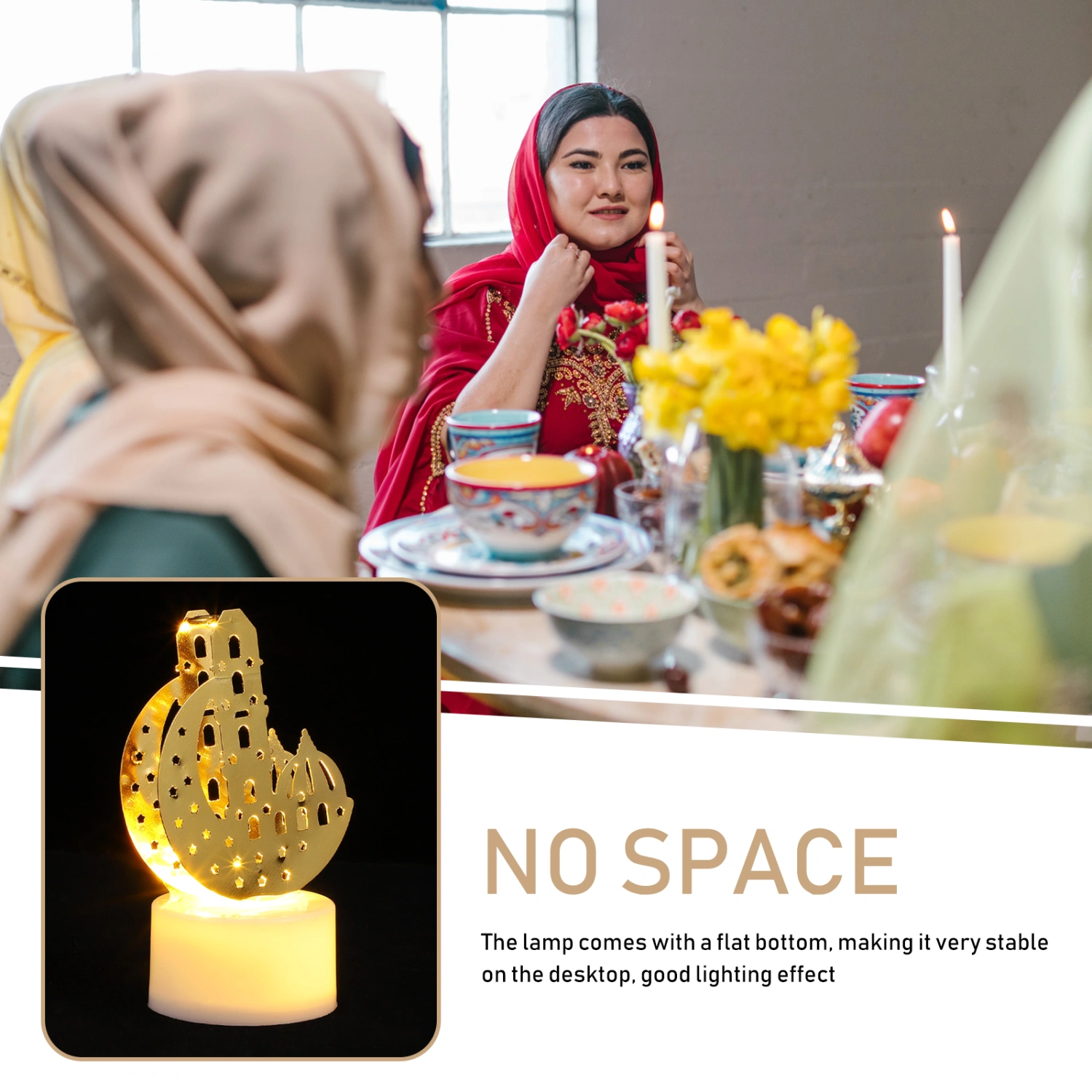 Ramadan Party Lamp Decor Eid LED Candle Lamp Delicate Party Scene Lamp Ornament