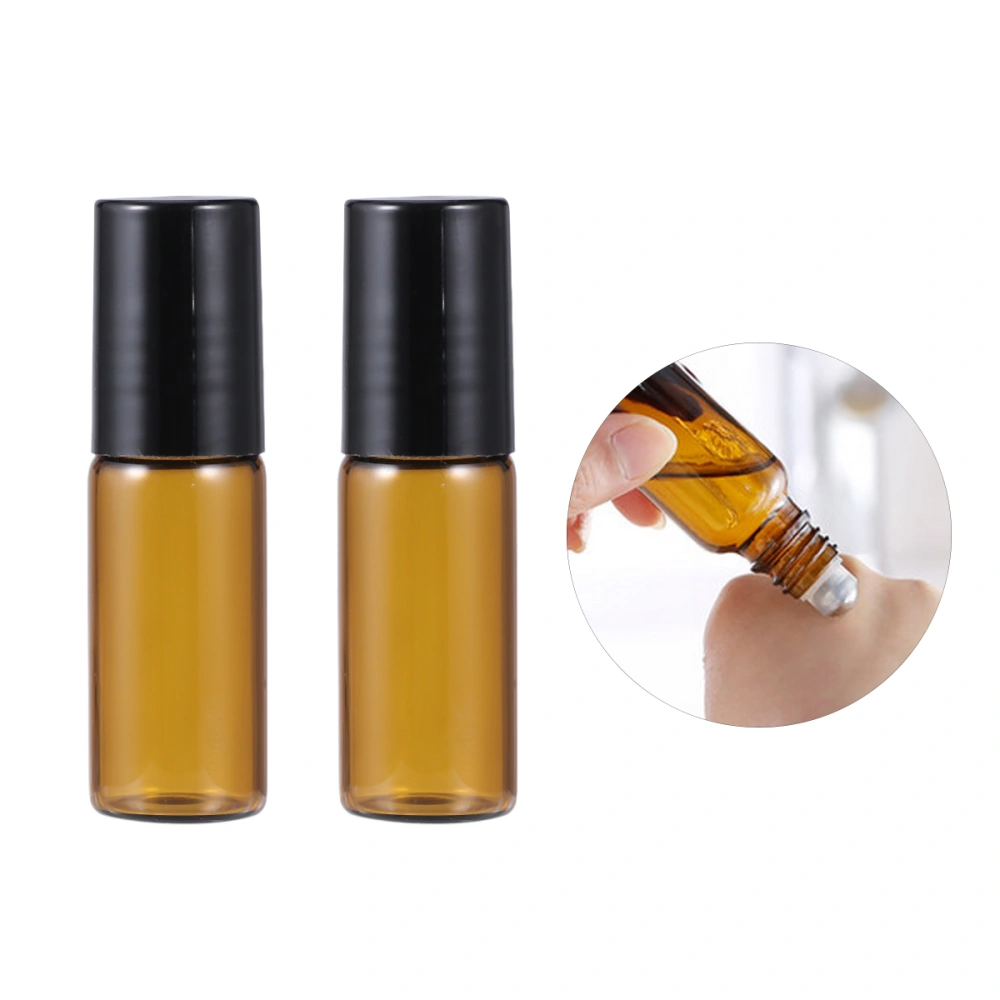 12pcs 5ML Glass Spray Bottles Roller Bottles for Essential Oils Amber Glass Roll on Bottles with Metal Roller Balls(Brown)