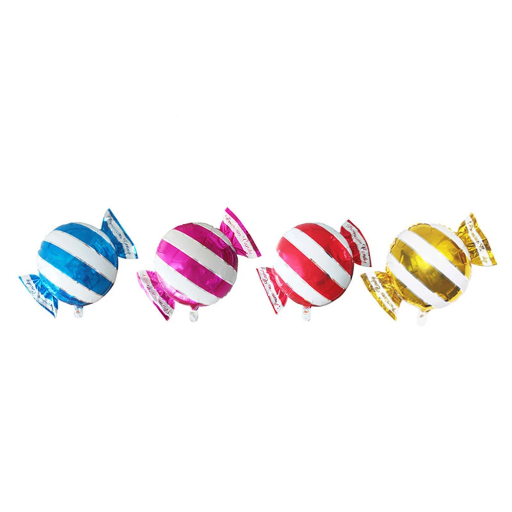 4 Pcs Candy Balloons Lollipop Balloons Stripe Aluminum Balloons for Birthday Party Decoration