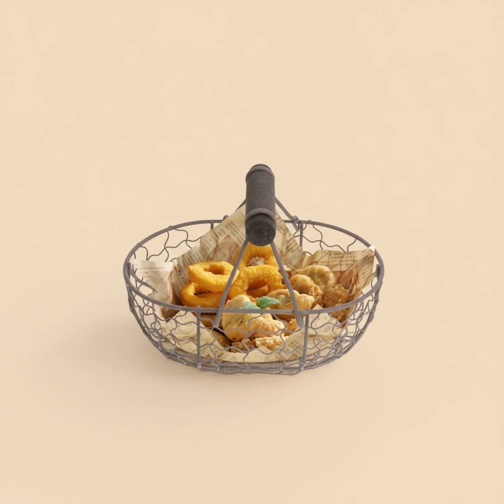 1Pc Iron Storage Basket Snacks Fruit Bread Basket French Fries Serving Tray