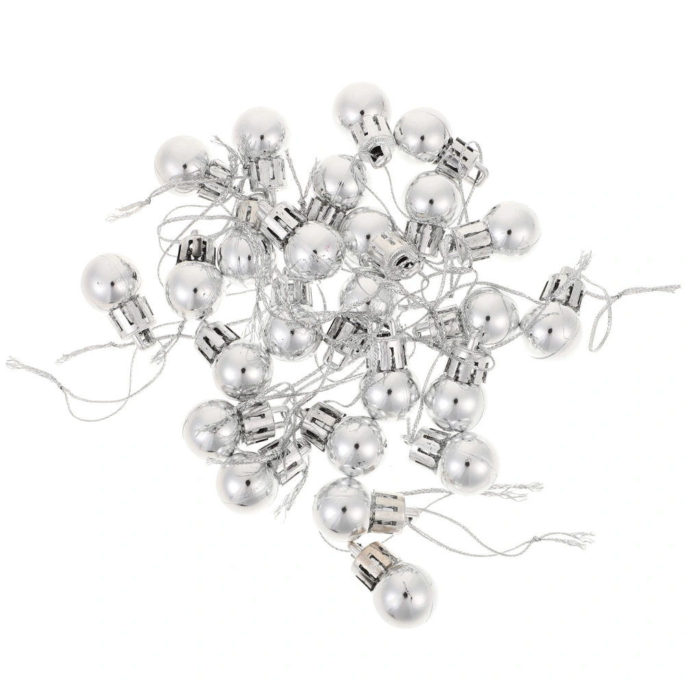 24pcs 2CM Christmas Pendant Miniature Ball Hanging Decor Xmas Tree Ornaments Layout Decorative Props for Home Store (Silver)