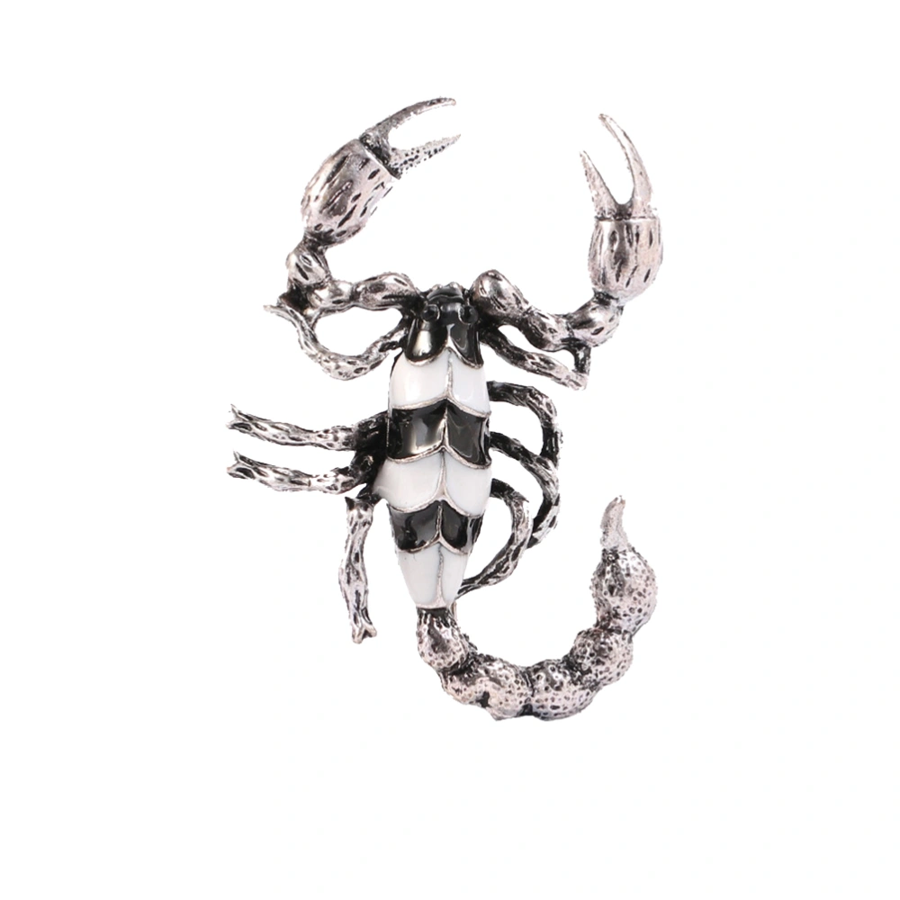 1pc Brooch Breastpin Oil Drip Animal Scorpion Shape Alloy Halloween Decor for Gift (Silver, Black and White)