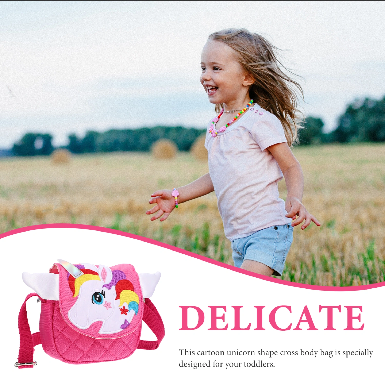Cartoon Unicorn Crossbody Purse Toddler Unicorn Crossbody Bag Adorable Shoulder Bag