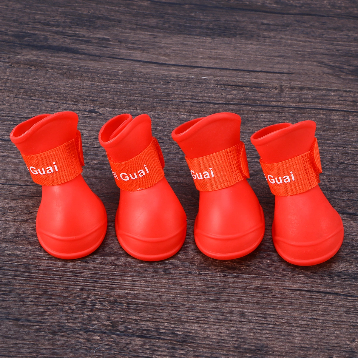 Little Pet Dog Puppy Anti-slip Rain Snow Boots Candy Colors Rubber Waterproof Boots Shoes - Size M (Red)