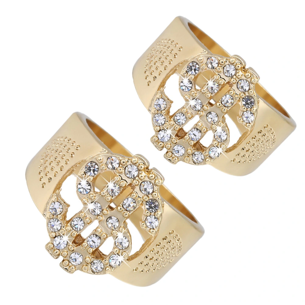 2pcs Fashionable Finger Rings Hip-hop Rings Men Finger Decorations (Golden)