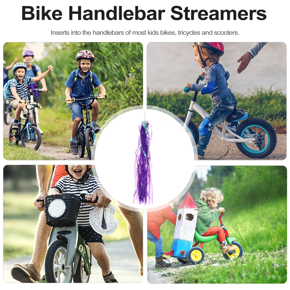 4 Pairs of Childrens Bike Handlebar Streamers Grips Tassels Ribbons Baby Carrier Accessories (Purple)