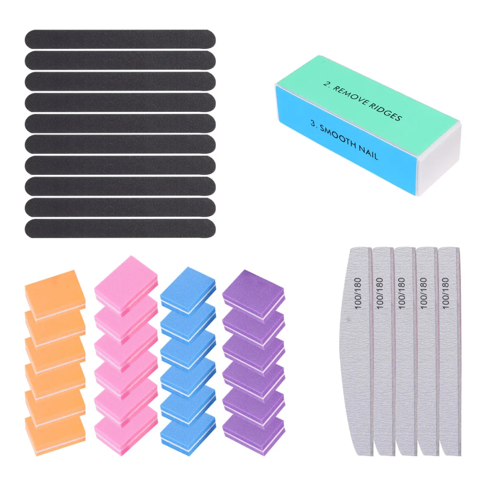 1 Set/40pcs Nail Files Durable Brush Polishing Buffers Sanding Nail File Art Tool Sponge Cube