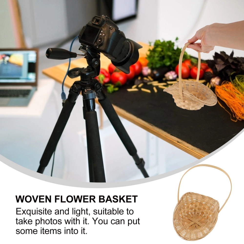 2PCS Woven Food Basket Portable Snack Bread Flower Fruit Holding Basket