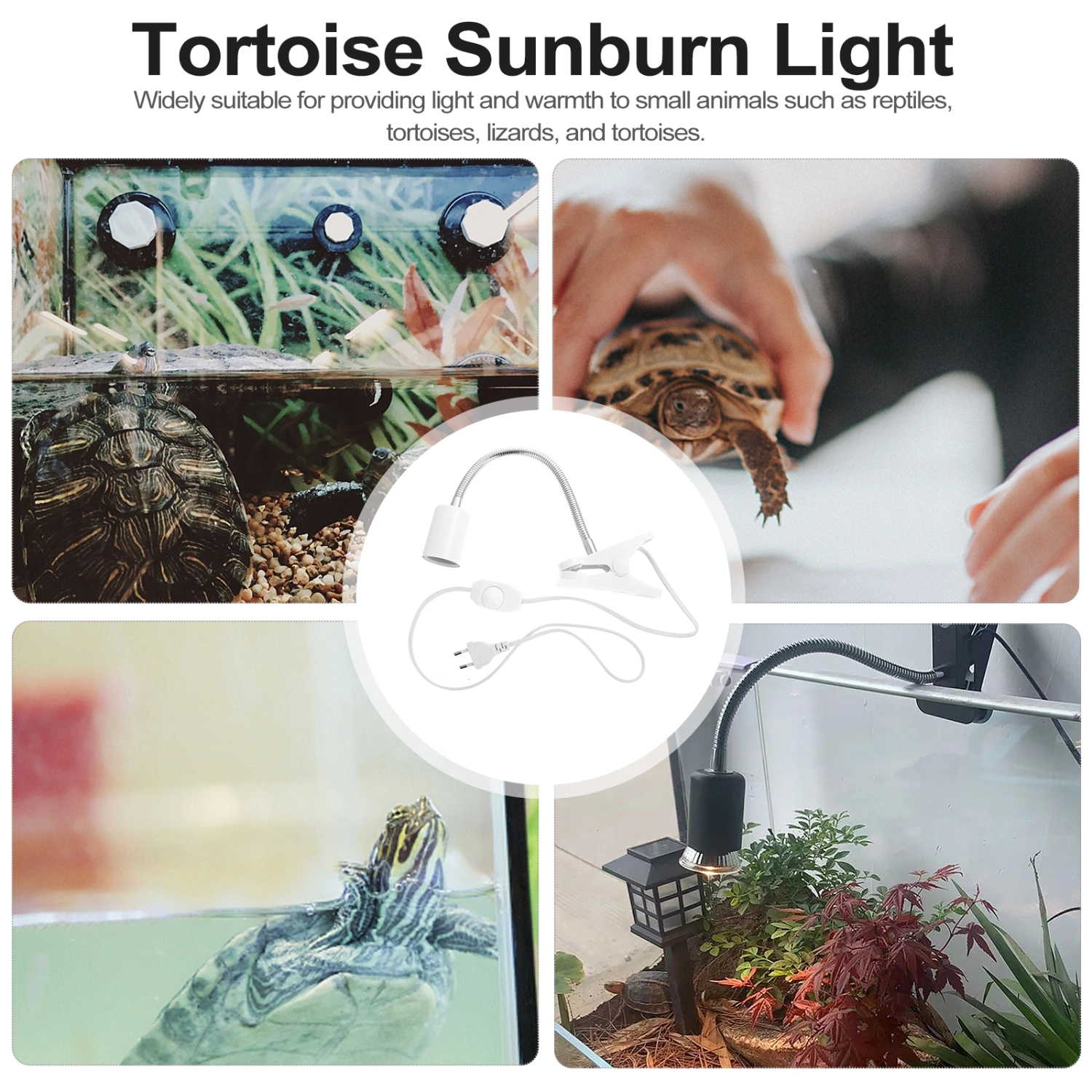 Basking Light Stand Tortoise Sunburn Lights Holder Sunlamp Holder(EU Plug)