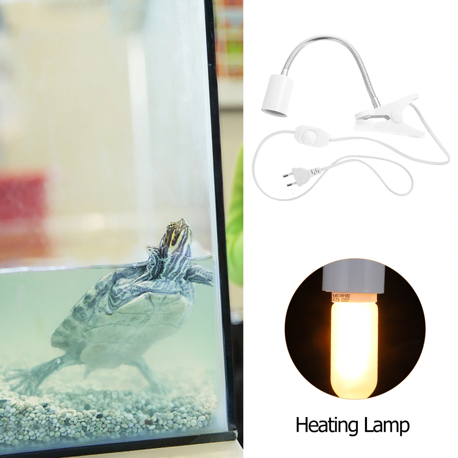 Basking Light Stand Tortoise Sunburn Lights Holder Sunlamp Holder(EU Plug)