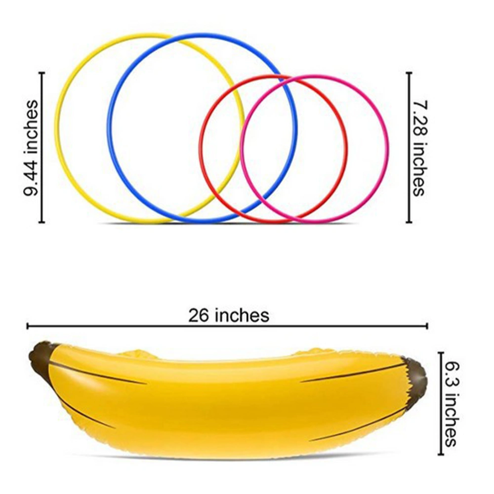 5pcs Thicken PVC Banana Ring Toss Toy Inflatable Fruits Toy Funny Inflatable Toy (1pc Banana, 4pcs Rings)