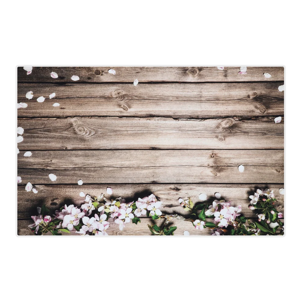 Wood Grain Backdrop Cloth Floral Wall Tapestry Hanging Photo Prop for Decoration