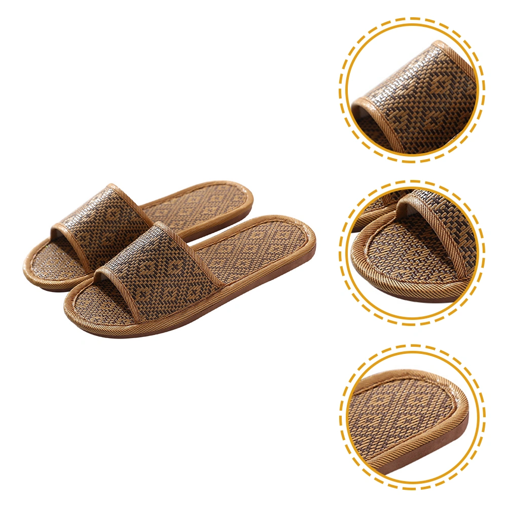 1 Pair Rattan Slippers Breathable Slippers Non-slip Slippers Indoor Slippers