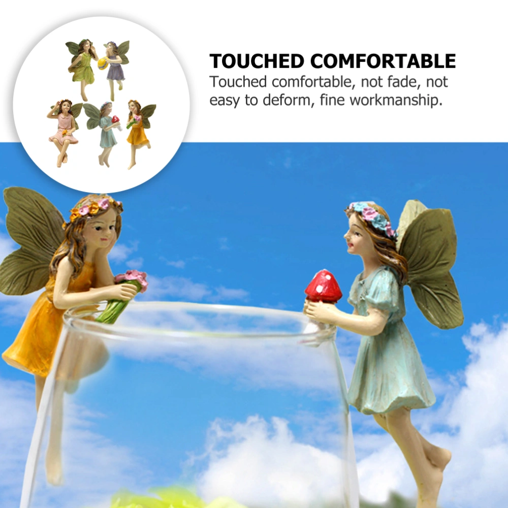 5pcs Flower Fairy Resin Decoration Micro Landscape Flower Pot Adornments