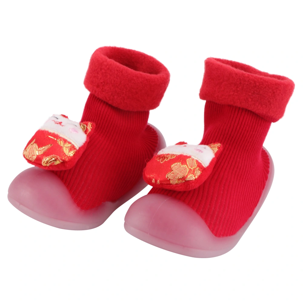 1 Pair of New Year Baby Shoes Warm Cartoon Footwear Sole Footwear for Kid