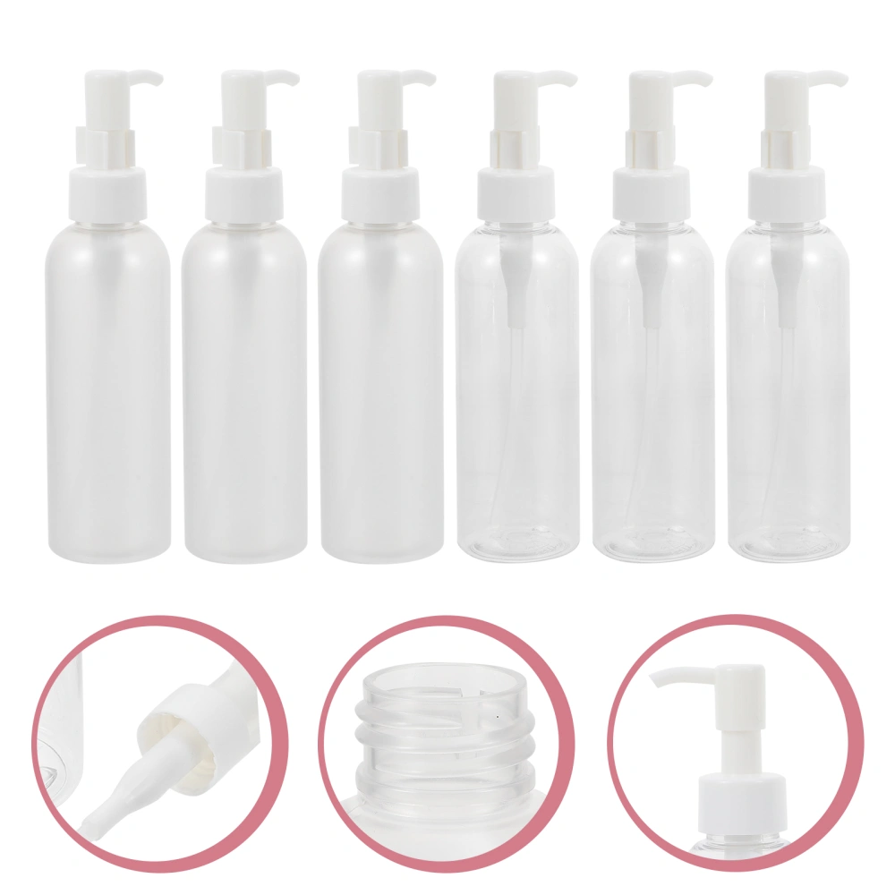 6pcs Empty Soap Dispenser Bottles Plastic Press Type Lotion Bottles (Transparent)