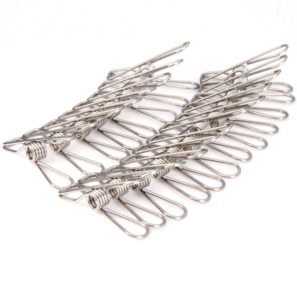 20pcs Multipurpose Stainless Steel Clips Clothes Pegs Holders (Silver)