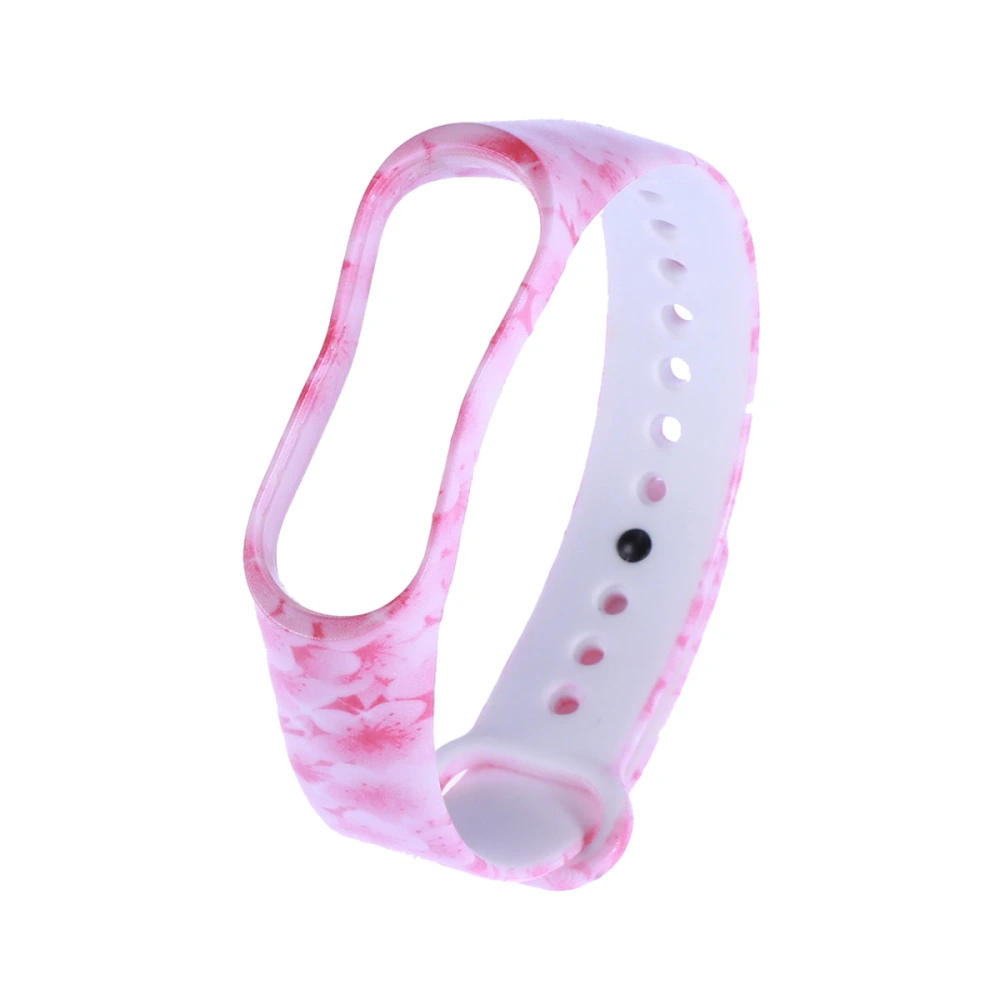 Fashion Replacement Silicone Wriststrap for Miband 3 Xiaomi 3 Smart Bracelet (Pink Flower)