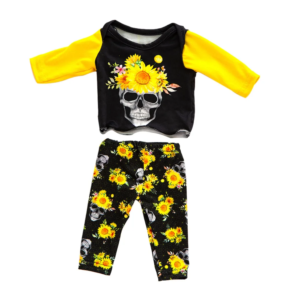 1 Set Doll Clothes Halloween Pattern Baby Doll Clothes Outfits Yellow Black