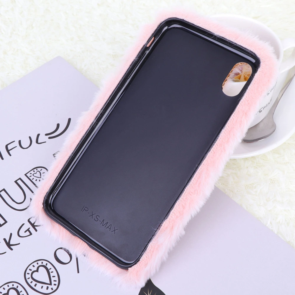 Lovely Plush Phone Case Super Plush Phone Cover Shockproof Phone Shell Compatible for iPhone XR(Pink)